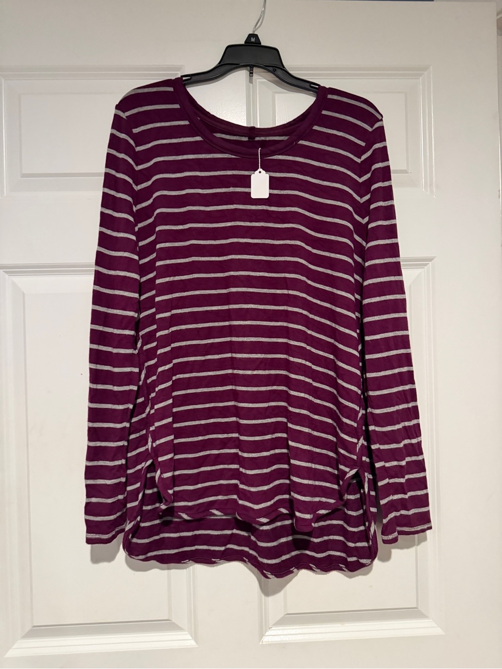 Stitch Fix - Market & Spruce Plum and Light Gray Striped Long-Sleeve Tee